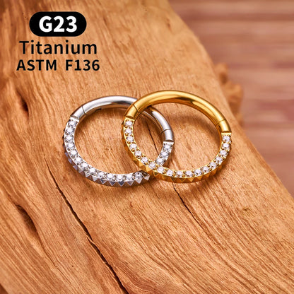 G23 Titanium Bamboo Shape Nose Ring Septum Ring Hoop 16G Zircon Ear Cartilage Tragus Helix Daith Piercing Earrings Body Jewelry