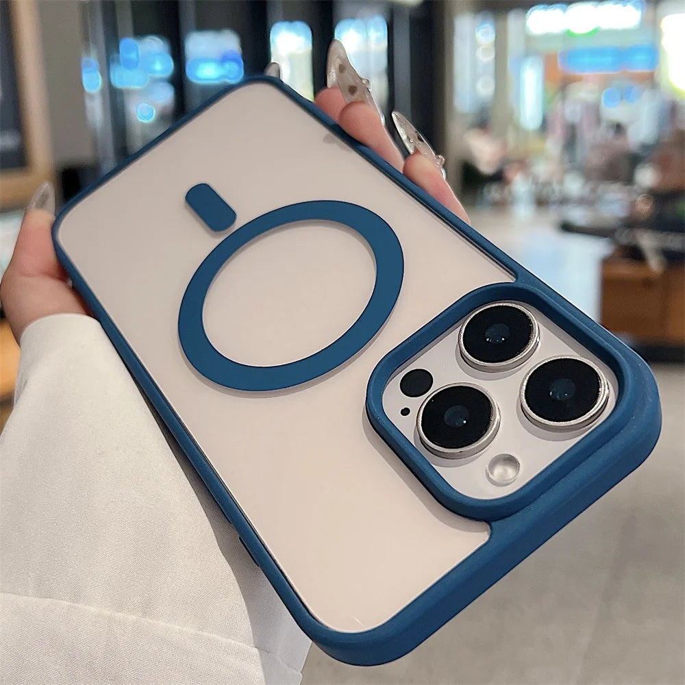 iPhone 16 15 14 Pro Max Plus 13 12 Mini 11 XS XR 7 8 Magnetic Wireless Charge Cases Cover Luxury Magsafe Transparent Case For