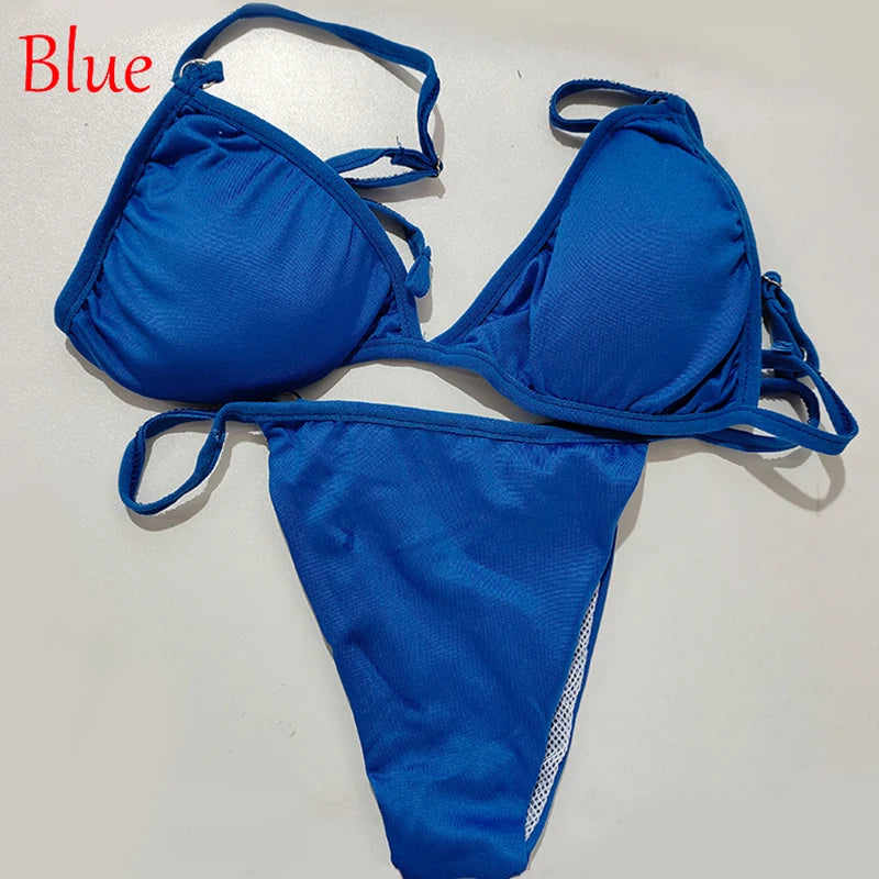 New Sexy Swimsuit Women Bikini Set Push-up Padded Bra Thong Two Pieces Swimwear Beachwear Bathing Suit