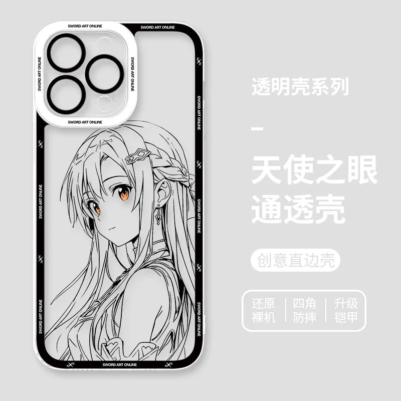 Japanese Anime Sword Art Online Phone Case for Iphone 17 16 15 14 13 12 11 Pro Max Plus Mini Air Asuna Kirito Phone Cover
