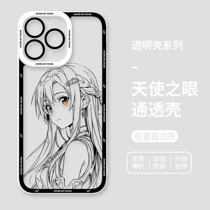 Japanese Anime Sword Art Online Phone Case for Iphone 17 16 15 14 13 12 11 Pro Max Plus Mini Air Asuna Kirito Phone Cover