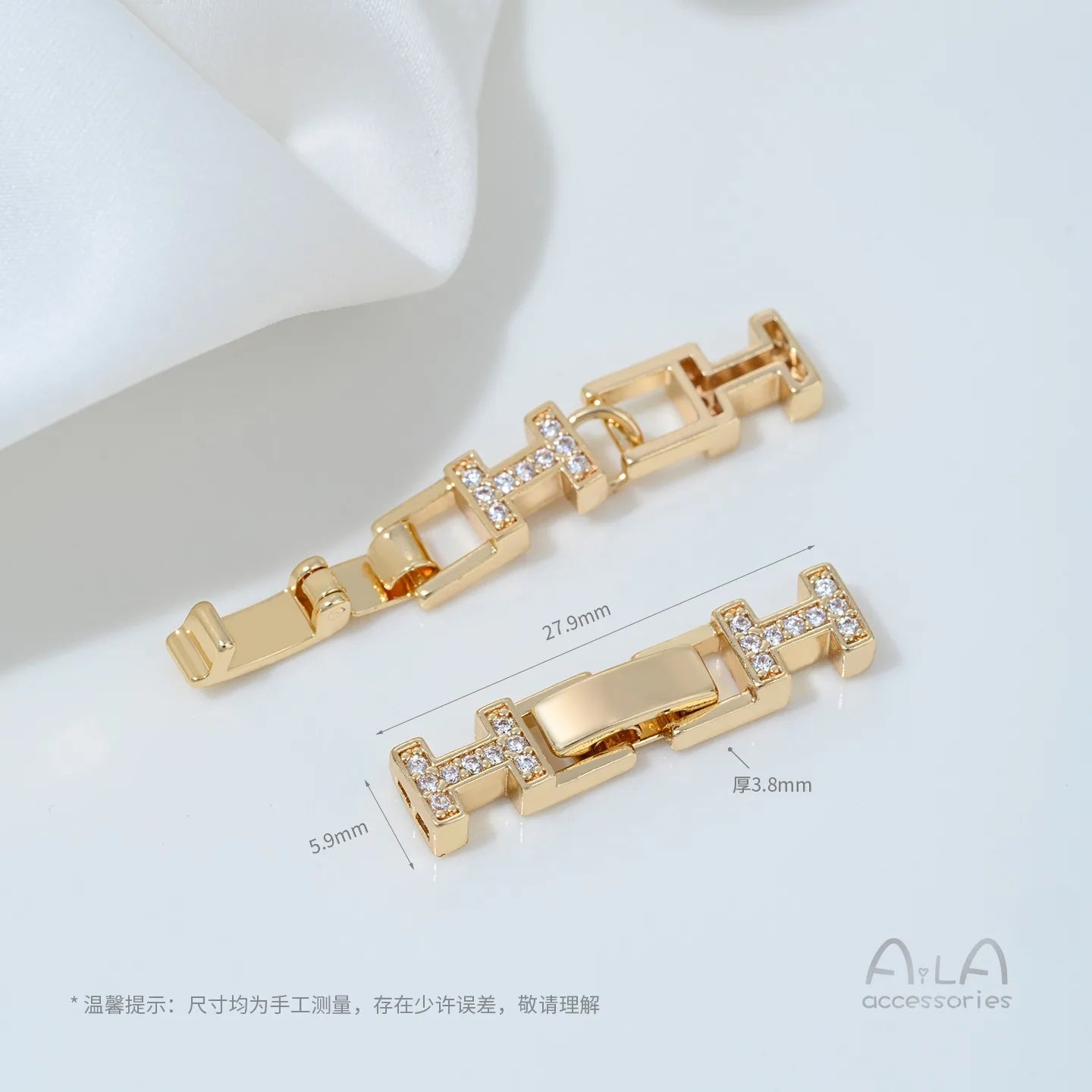 14K Gold-plated Zirconium Multi-row Multi-purpose End Clasp Diy Handcrafted Beaded Bracelet Necklace Clasp Accessory Material