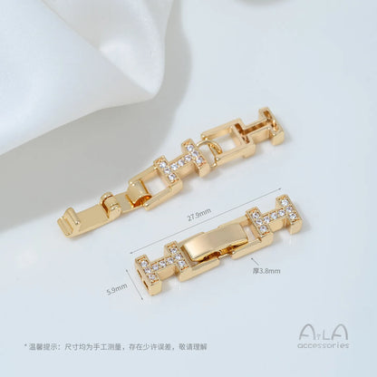 14K Gold-plated Zirconium Multi-row Multi-purpose End Clasp Diy Handcrafted Beaded Bracelet Necklace Clasp Accessory Material