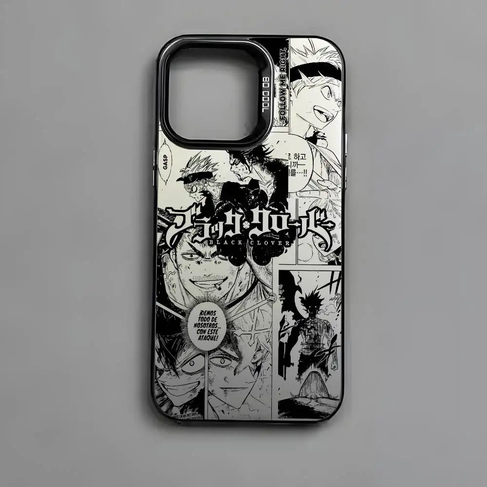 B-Black Clover Asta Fishion Phone Case For IPhone 17 16 15 14 13 12 11 Pro Max Air Multicolor Matte Laser Metallic Aurora Funda