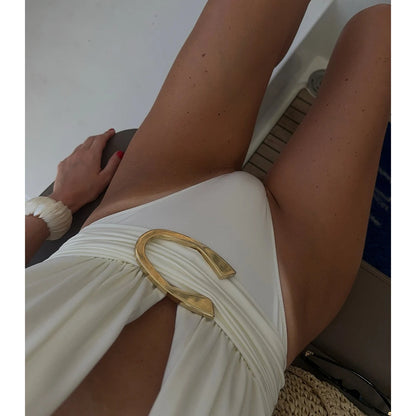 Two Pieces Micro Bikini 2025 Sexy Swimsuit Women Halter Swimwear Biquini Female Solid Bodysuit Bathing Suits Sarong Mini Skirt