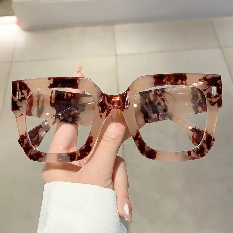 Large Square Frame Clear Lens Glasses Anti Blue Light Spectacles Optical Square Computer Big Eye Glasses Frame Eyewear