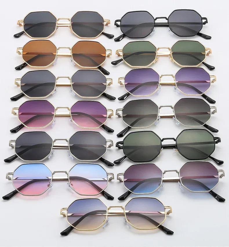 Personalized Multi Women's Sun Goggles New Fashionable Metal Polygonal Sunglasses Driving Travel Anti UV Sunshades Sunglasses