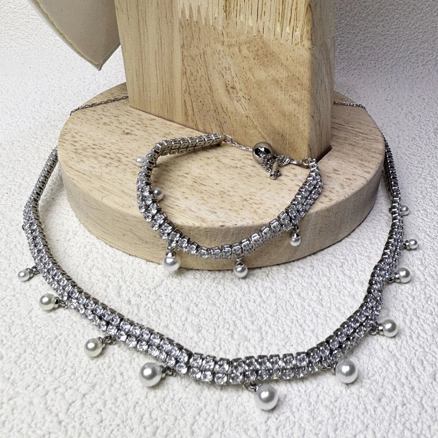 Original Princess Sparkling Crystal Wedding High-end Jewelry Set Charming Women's Heart-shaped Necklace Earrings Bracelet Ring