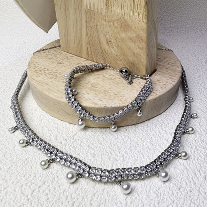 Original Princess Sparkling Crystal Wedding High-end Jewelry Set Charming Women's Heart-shaped Necklace Earrings Bracelet Ring