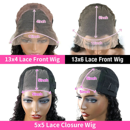 13x6 HD Lace Frontal Wig 100% Raw Human Hair Straight Lace Front Wig 30 40 Inch 5x5 HD Lace Closure Wig 250% Lace Wigs Full Hair