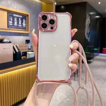 Crossbody Lanyard Shockproof Case For Xiaomi Poco X7 X6 Pro M6 F7 F6 F4 X5 X3 NFC POCO C65 C75 Silicone Soft Clear Phone Cover