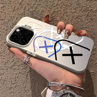 Fashion Lovely Design Magsafe Magnetic Case for G-Gertrudes iPhone 11 12 13 14 15 16 Pro Max Plus Silver Plated Anti Fall Cover