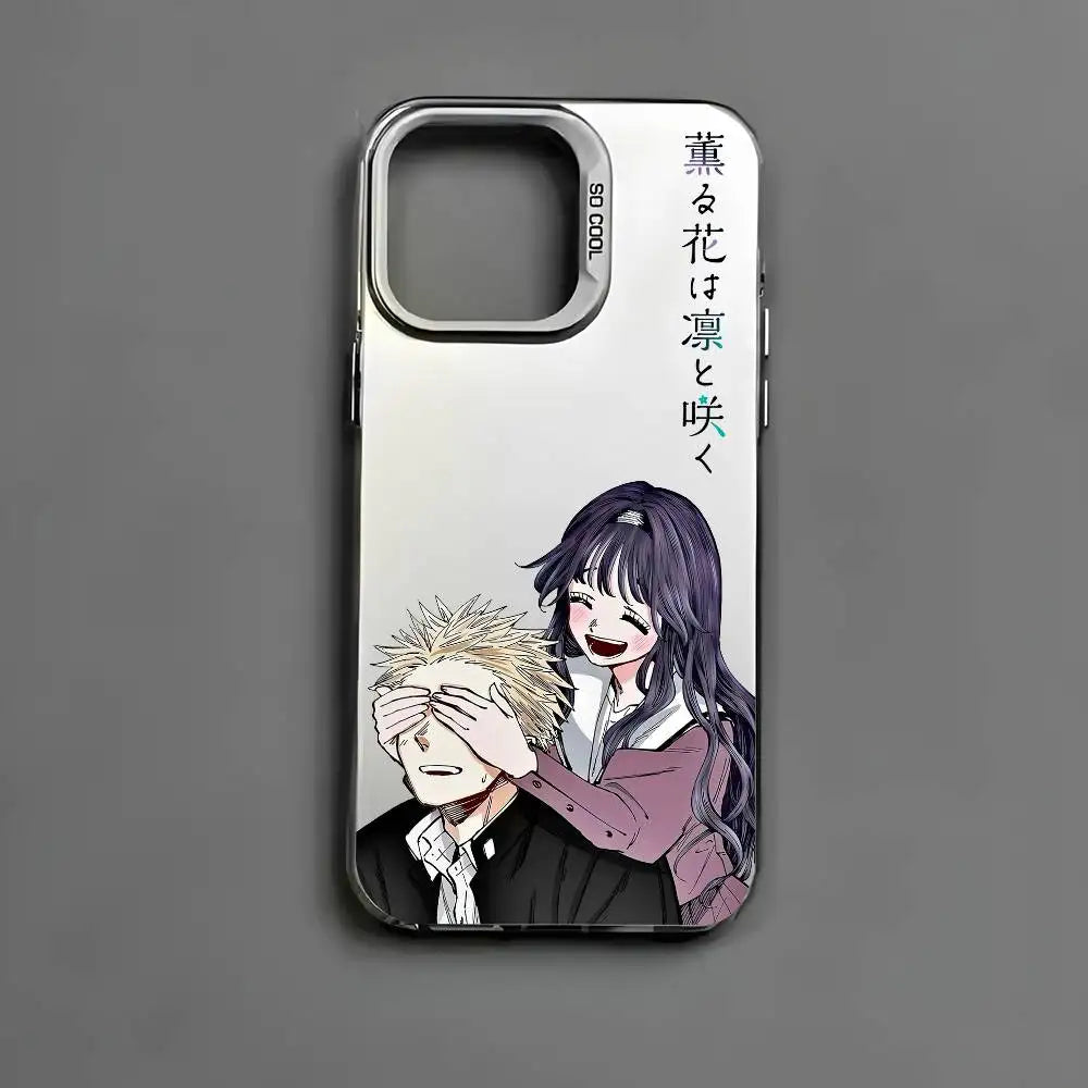 Cartoon Fragrant Flower Blooms Phone Case For IPhone 16 15 14 13 12 11 Pro Max Black Matte Multicolor Laser Aurora Funda