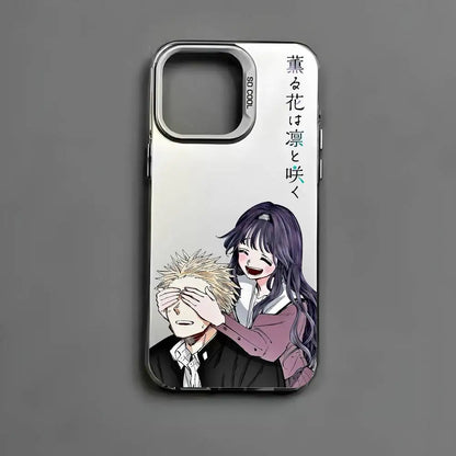 Cartoon Fragrant Flower Blooms Phone Case For IPhone 16 15 14 13 12 11 Pro Max Black Matte Multicolor Laser Aurora Funda