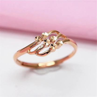 Unique and elegant 585 purple gold rings for women classic geometric three-layer simple design party fashion jewelry gift