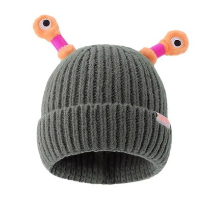 Luminous Led Light Little Monster Eyes Hat Beanie For Women Girls Cute Cartoon Antenna Winter Warm Funny Knitted Woolen Hat