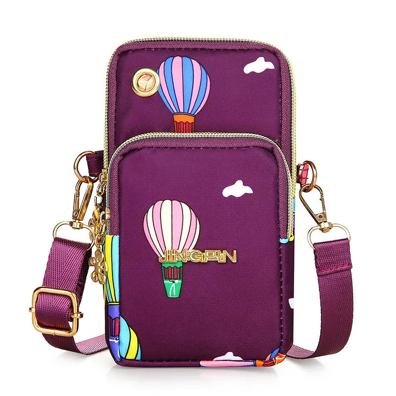 New Balloon Mobile Phone Crossbody Bags for Women Fashion Women Shoulder Bag Cell Phone Pouch With Headphone Plug 3 Layer Wallet.