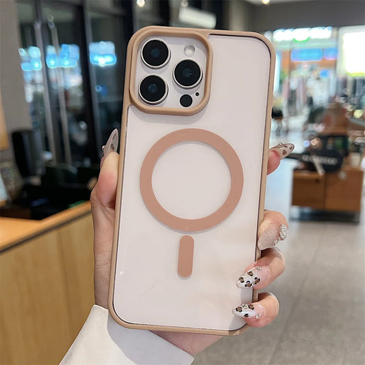 iPhone 16 15 14 Pro Max Plus 13 12 Mini 11 XS XR 7 8 Magnetic Wireless Charge Cases Cover Luxury Magsafe Transparent Case For