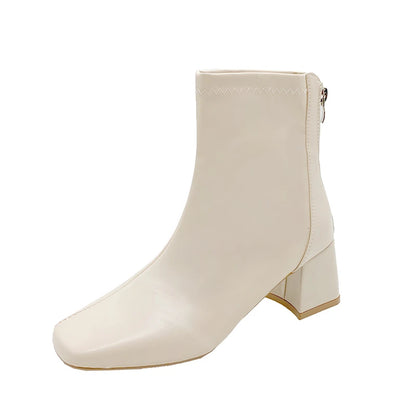 Women's Shoes 2025 New Zipper Women's Boots Classic Daily Boots Women's High Heels Ankle Boots Sexy Square Head Shoes Women