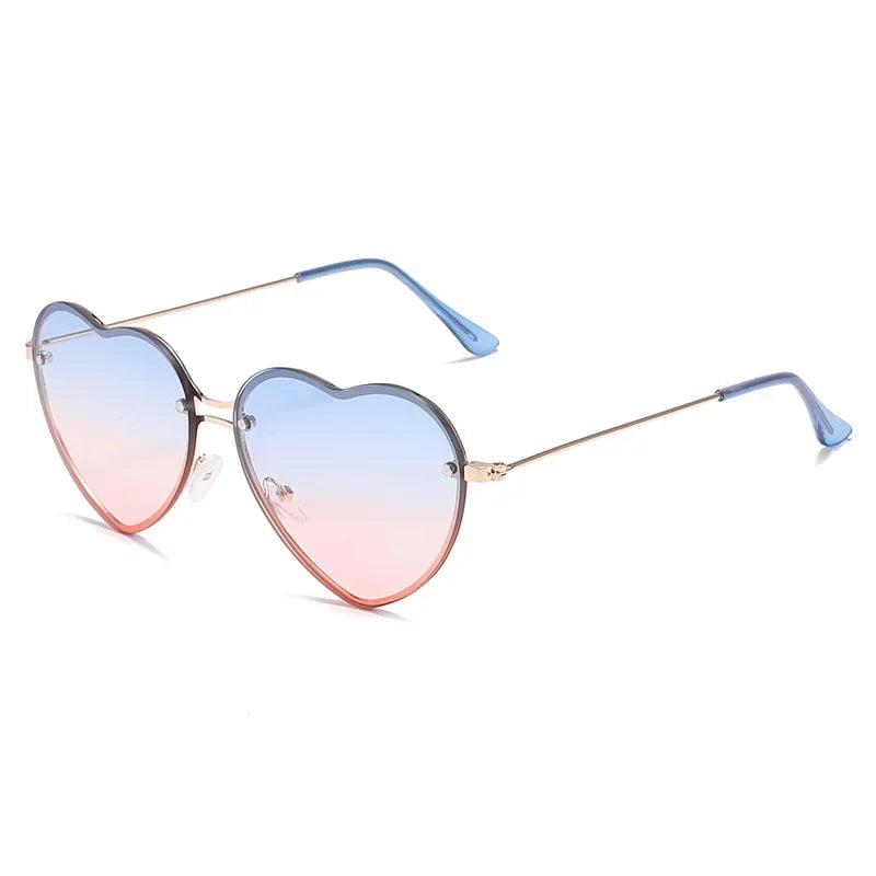 Heart Shaped Sunglasses Metal Women Brand Designer Fashion Rimless LOVE Clear Ocean Lenses Sun Glasses