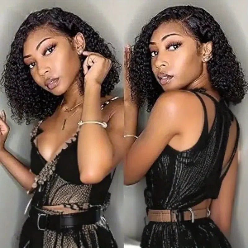 Curly Bob Human Hair Lace Frontal Wig 4C Kinky Curly Edges Wigs 13x4 Transparent Lace Front Wigs For Black Women 4x4 Short Wigs
