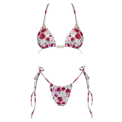 Micro Bikini 2025 Swimwear Women Swimsuit Sexy luxury Brazilian Bikini Set Halter Print Biquini Push Up Pearl Beachwear Female