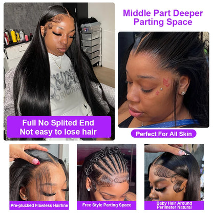 30 40 inch Pre Cut Wear and Go Glueless Wig Bone Straight 13x4 Lace Front Human Hair Wigs Pre Plucked Soft 13x6 Lace Frontal Wig