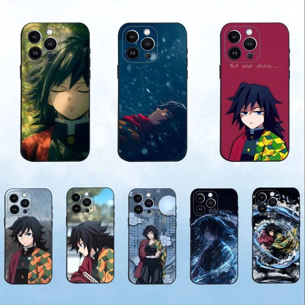 Anime G-giyu T-tomioka  Phone Case For iPhone 16,15,14,13,12,11 Plus,Pro Max,XS,X,XR,SE,Mini,8,7,Soft Silicone Black Cover