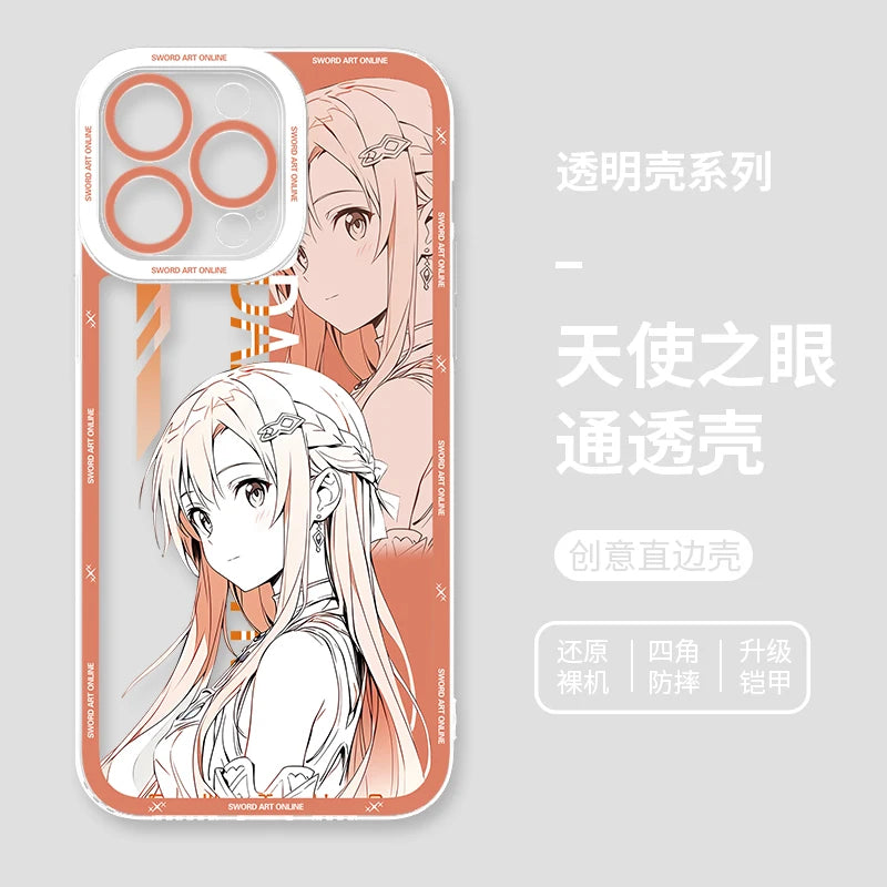 Japanese Anime Sword Art Online Phone Case for Iphone 17 16 15 14 13 12 11 Pro Max Plus Mini Air Asuna Kirito Phone Cover