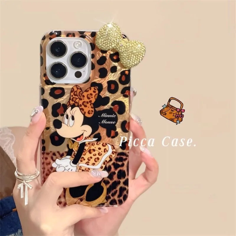 Kitty Minnie Bowknot for OPPO A40 A80 A79 A15 A16 A17 A18 A38 A58 A78 A54 A74 A94 A77S A57 Cartoon Lustre Flash Lines Phone Case