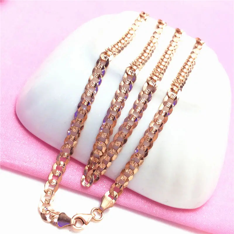 585 purple gold chunky necklace new luxury palace style delicate chain plated 14K rose gold accessories jewelry gift