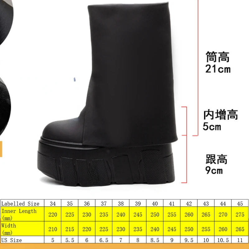 Fujin 14cm Slip on  Ankle Booties Shoes Boots Platform Wedge Ladies Fashion Botas Genuine Leather Boots Women Motorcycle Winter.