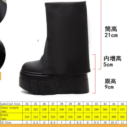 Fujin 14cm Slip on  Ankle Booties Shoes Boots Platform Wedge Ladies Fashion Botas Genuine Leather Boots Women Motorcycle Winter.