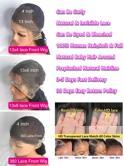 250 Density Deep Wave Lace Front Wig 13x6 Hd Lace Frontal Wig 13x4 Curly Human Hair Wigs For Women 360 Hd Pre Plucked Lace Wig