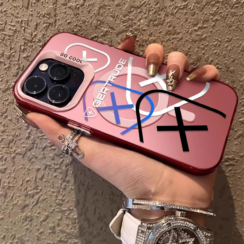 Fashion Lovely Design Magsafe Magnetic Case for G-Gertrudes iPhone 11 12 13 14 15 16 Pro Max Plus Silver Plated Anti Fall Cover