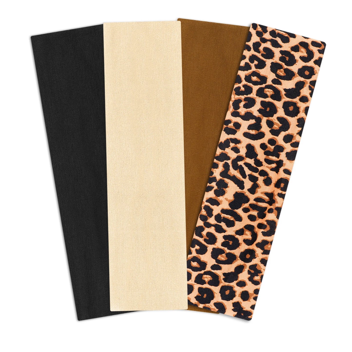 4pcs Simple Basic Solid Color Leopard Print Face Wash Cycling Running Sports Yoga Leisure Sweat-Absorbing Headband
