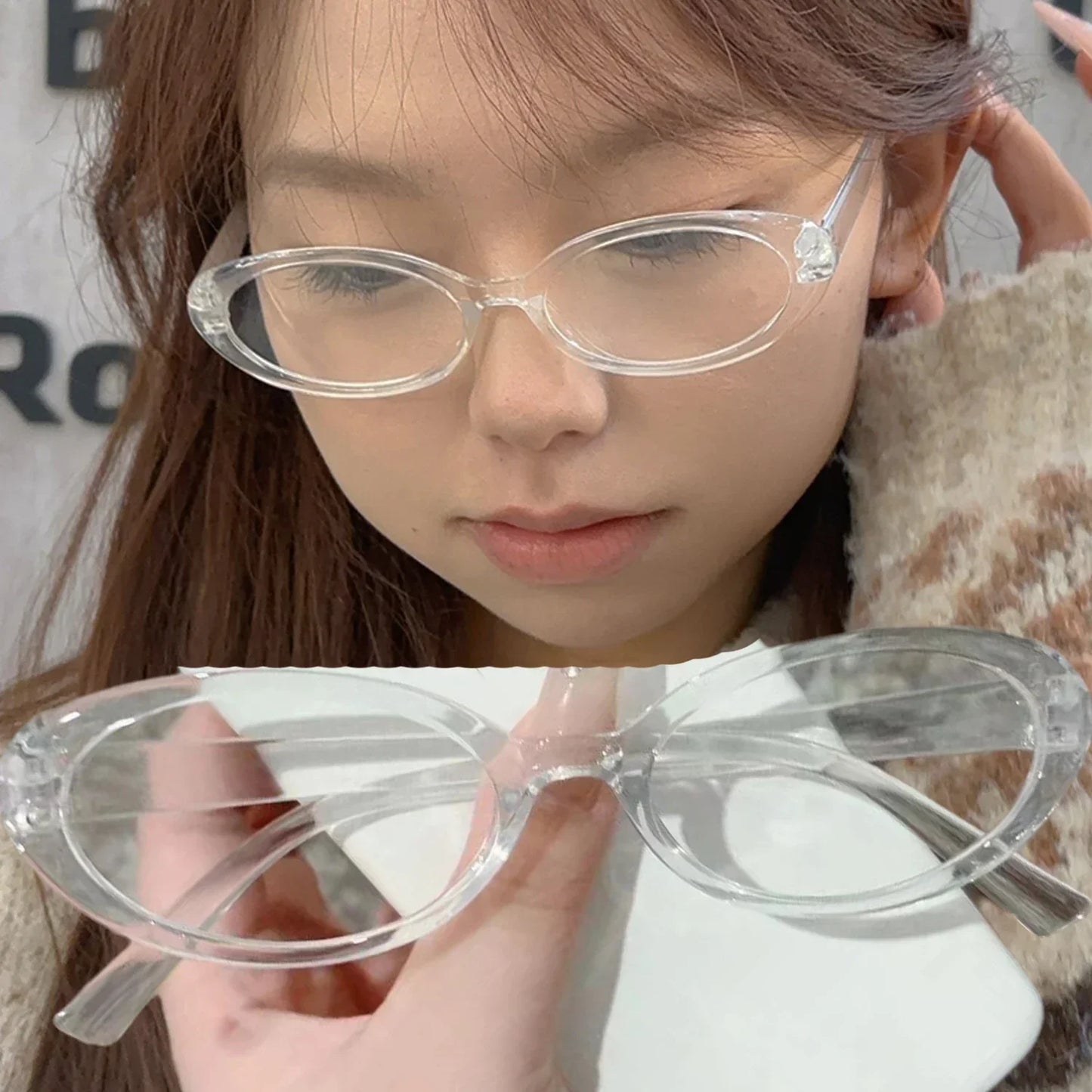 Small Oval Leopard Print Eyeglasses Women Vintage Cat Eye Clear Lens Anti Blue Light Glasses Transparence Frame Glasses Unisex