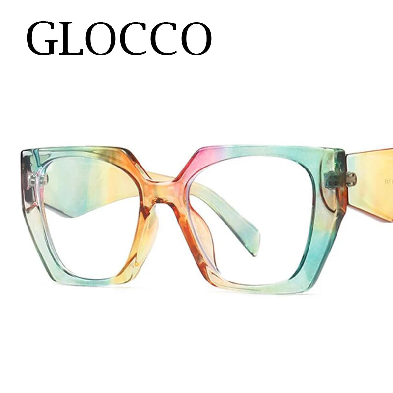 Unique Purple Flower Computer Reading Glasses Women Brand Designer Large Polygon Square Ray Filter Eyeglasses Frames Diopter +3