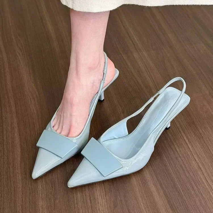 Pointed Toe Heeled Sandals Women Elegant Shallow Mid Heels Fashion Pumps Spring 2025 Trend Designer Dress Party Lady