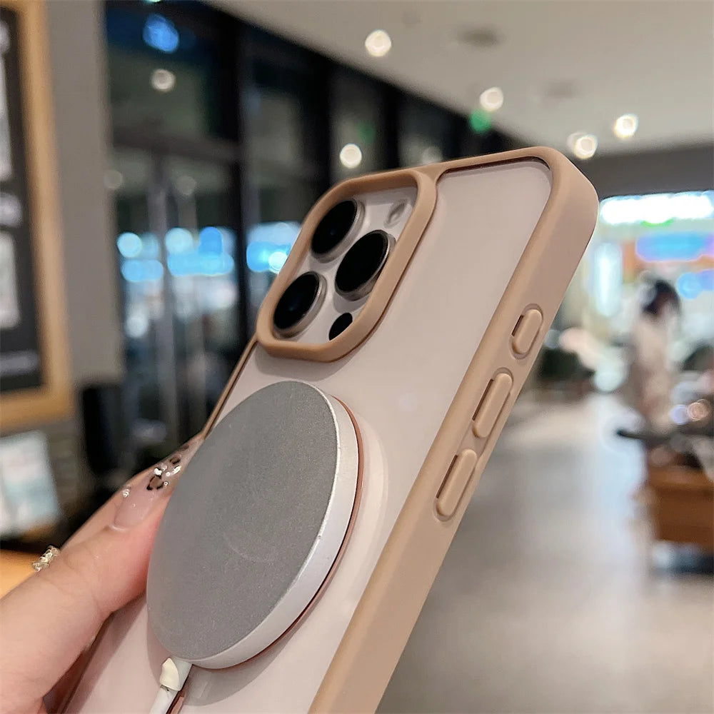 iPhone 16 15 14 Pro Max Plus 13 12 Mini 11 XS XR 7 8 Magnetic Wireless Charge Cases Cover Luxury Magsafe Transparent Case For
