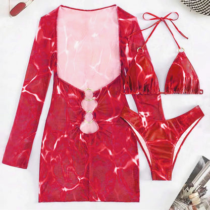 Swimwear Woman 2025 European And New 2025 Bikini Foreign Trade Swimsuit Three Piece Set Long Skirt Split Monokini ropa de mujer