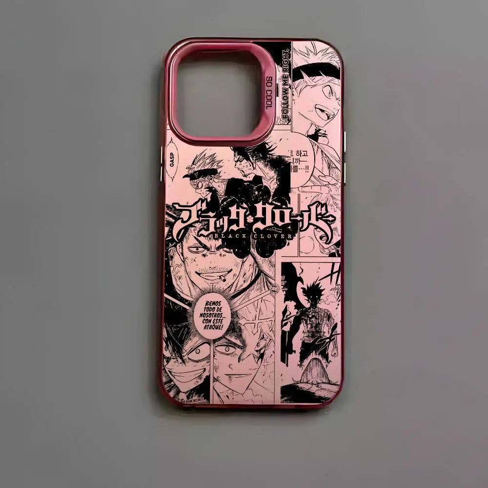 B-Black Clover Asta Fishion Phone Case For IPhone 17 16 15 14 13 12 11 Pro Max Air Multicolor Matte Laser Metallic Aurora Funda