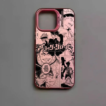 B-Black Clover Asta Fishion Phone Case For IPhone 17 16 15 14 13 12 11 Pro Max Air Multicolor Matte Laser Metallic Aurora Funda