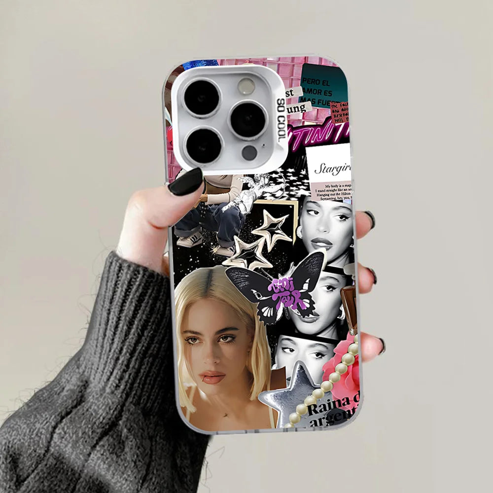 TINI Martina Stoessel Phone Case For iPhone 16,15,14,13,12,11,Pro,Max,Plus,Mini,XS,SE Anti Fall Gray White Matte Hard Bumper