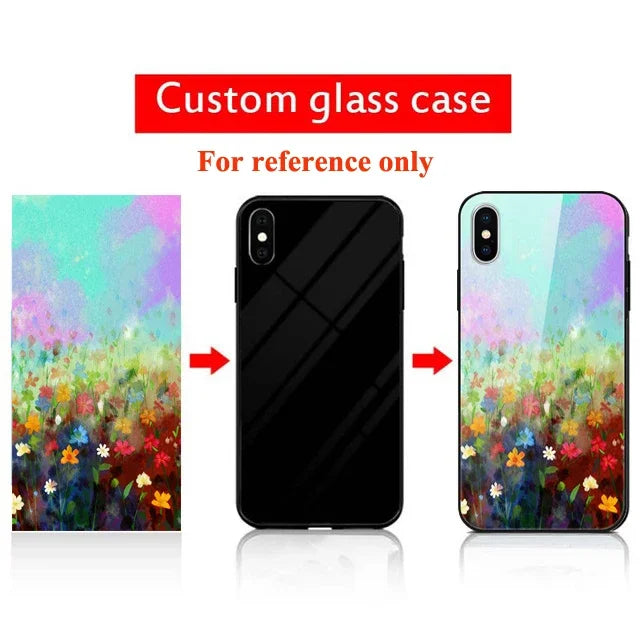 Custom Phone Cases For iphone 16 e 14 Pro Max 13 Mini 15 Plus Glass Silicone Cover Customized Photo Personalized Pictures Fundas