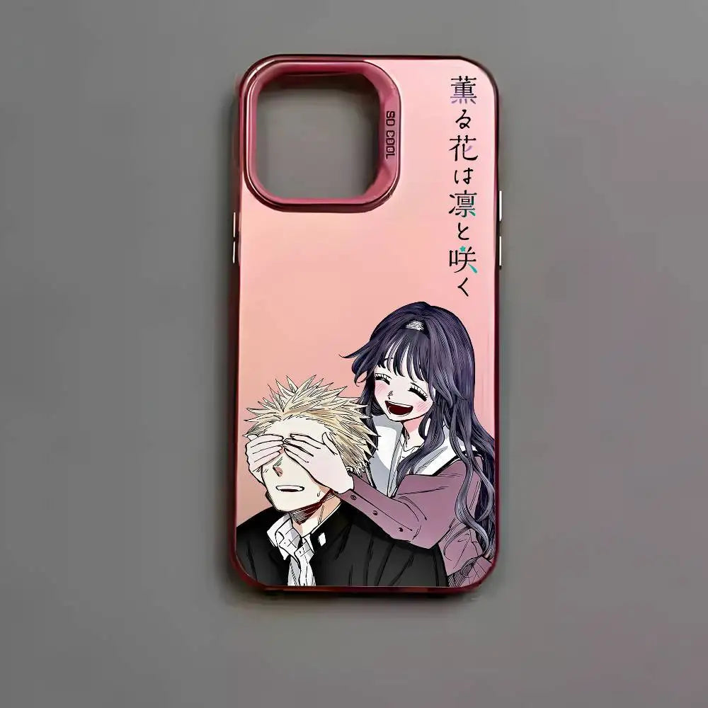 Cartoon Fragrant Flower Blooms Phone Case For IPhone 16 15 14 13 12 11 Pro Max Black Matte Multicolor Laser Aurora Funda