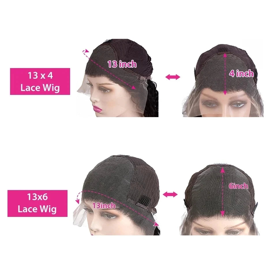 40 46 Inch Natural Color Deep Wave 13x4 13x6 HD Transparent Full Frontal Lace Curly Brazilian Human Hair Water Wigs 200 Density