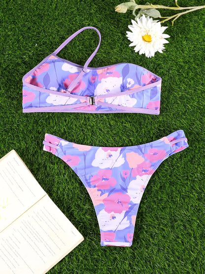 Miyouj Print Swimsuit Bandage Swimwear Sexy Swimwear One Shoulder Bikinis 2025 Bikini Sets New Beachwear Low Waist Bathsuits