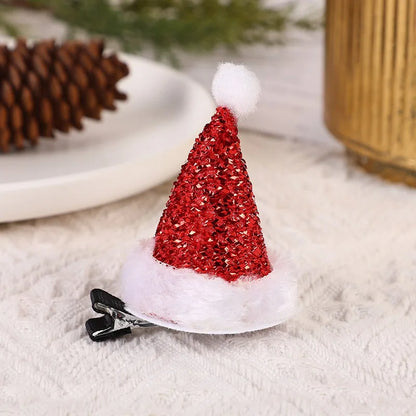 Sparkling Christmas hat hair clip Christmas hairstyle decoration Christmas hair clip decoration hair accessory