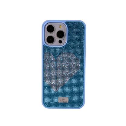 Glitter Diamond Half Heart Case For Iphone 17 16 Pro Max 15Plus 14 13 Air Tpu Bezel Full Cover Ladies Elegant Glitter Phone Case